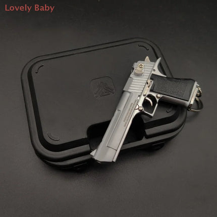 1:3 Model Gun Keychain Empty Case Miniature Alloy Pistol Suitcase Black Plastic Box 1:3 Toy Gun Plastic Suitcase Accessory