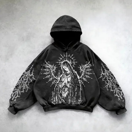 Red inferno dragon punk hoodies women oversized new tops vintage goth sweatshirt goth streetwear women gothic y2k clothes