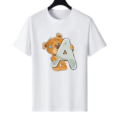 Letter Number Woman Family Round Neck Parent-child Clothing Loose Tops Unisex Comfort Y2k Short Sleeves T-Shirt Men Blouses