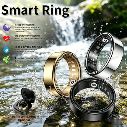 2026 New Smart Ring Heart Rate Blood Pressure Sleep Monitoring Motion Tracking IP68 Waterproof Men Women Smart Ring Holiday Gift