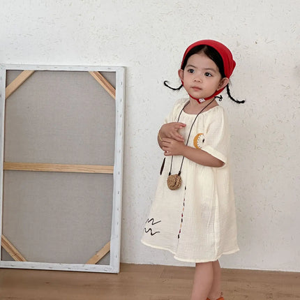 RAISE 2026 Summer Siblings Attires Children Pure Cotton Pajamas Set Kids Boys Tees+shorts Homewear Suit Kids Girls Print Dress