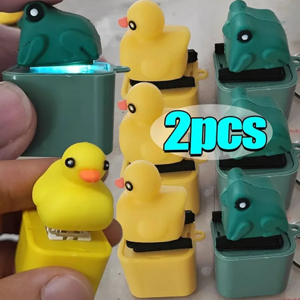 Funny Croaking Frog Duck Luminous Button Keychain Keyboard Fidget Clicker Sound Keyring for Stress Relief Finger Toy Gift Decor