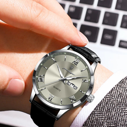 POEDAGAR Top Luxury Watch For Men Military Waterproof Luminous Date Week Man Wristwatch Leather Men's Quartz Watches Sport Reloj