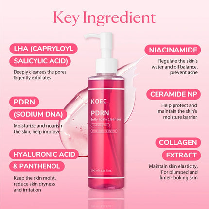Pdrn Jelly Cleanser Gentle Non-irritating Foam Cleansing Deep Cleanse Amino Acid Soothing Moisturizing Cleansing Korean Skincare