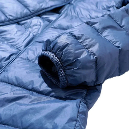Haze Blue Women's Lightweight Long Jacket, Hooded Long Sleeve Coat, Asian Size M-7XL, Red, Black, Blue, Purple Available Parkas