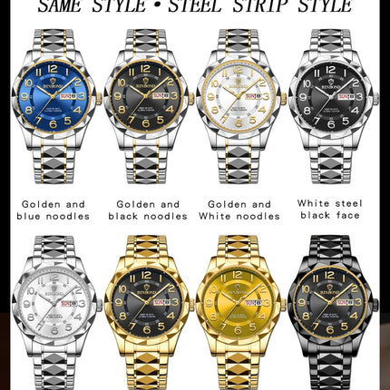 BINBOND Top Brand Luxury Men's Wristwatch Waterproof Luminous Date Week Men's Watches Stainless Steel Quartz Men's Watch Male reloj