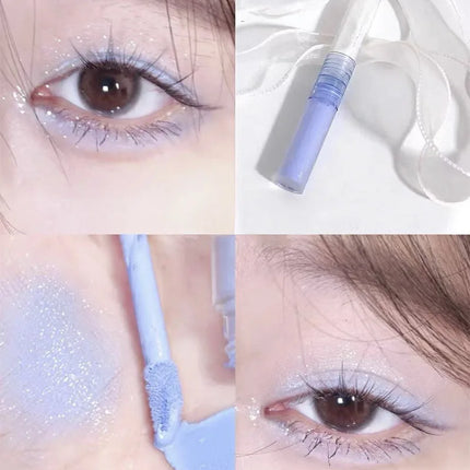 2 In 1 Double-head Glitter Liquid Eyeshadow Brightening Lightweight Waterproof Matte Blue-green Summer Lying Silkworm Eye Makeup