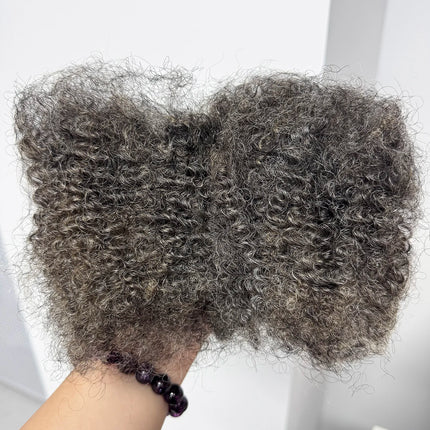 30g/pack Salt and Pepper Afro Kinky Bulk Human Hair for Dreadlocks Extensions Afro Kinky Curly Crochet Human Hair for Braiding