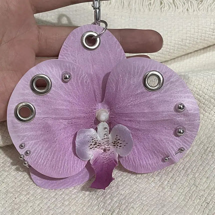 Exquisite Phalaenopsis Orchid Lily Keychain Creative Simulation Flower Bag Pendant Fashion Backpack Decoration Accessories Gifts