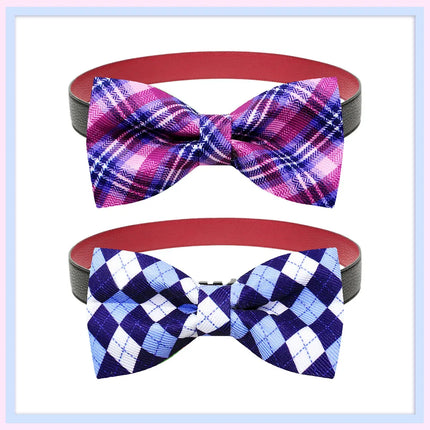 50pcs Plaid Style Dog Bowties For Collar Removable Small Dog Cat Bowties Collar Accessories For Dogs Grooming Pet Supplies