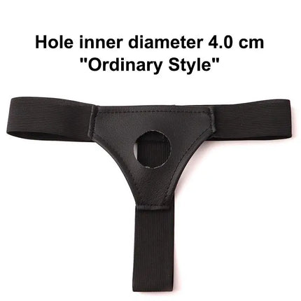 Men's Strap-On Dildo Panties Wearable Hollow PU Leather Penis Lengthening Sleeve Strapon Harness Belt for Male-to-Female