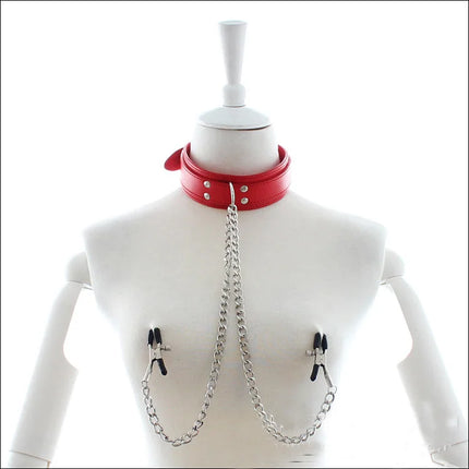 Cool Punk Choker Leather Neck Collar Nipple Clamp Breast Clip Chain Couples SM Sex Toys For Women 18 Adult Games Erotic Products