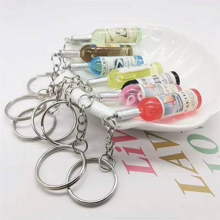 Simulation Resin Beer Wine Bottle Keychain for Women Men Fashion Car Bag Keyring Pendant Accessions Jewelry Gift Wholesale 2025
