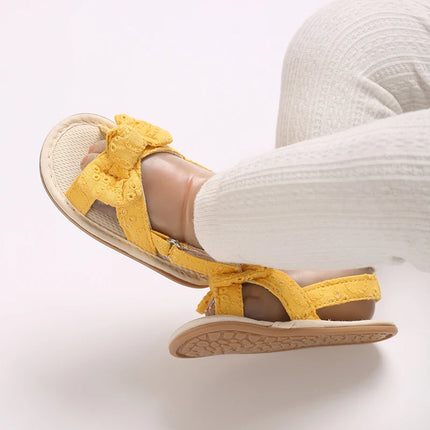 VALEN SINA  Newborn Baby Shoes Yellow Baby Girl Shoes Girl Classic Bowknot Sole Anti-slip PU Shoes First Walker Toddler Shoes