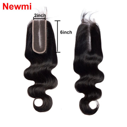 Body Wave 2x6 Closure Human Hair Transparent 2x6 Lace Closure Hair Extensions for Women Straight Hair Natural Color Pre Plucked