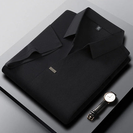 2026 New Men's Casual and Fashionable Solid Color Short Sleeved Polo Shirt Comfortable and Versatile Summer T-shirt