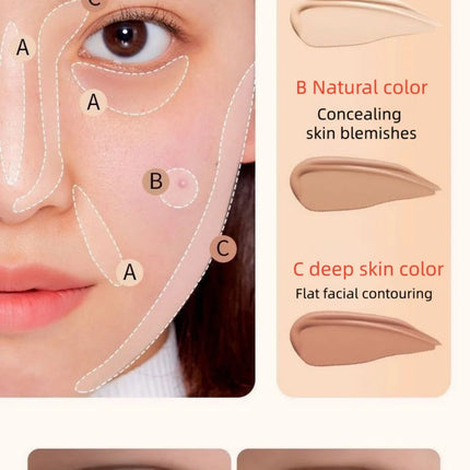 Three color concealer palette professionally covers the dark circles around the eyes and face pockmarks spots invisible lines