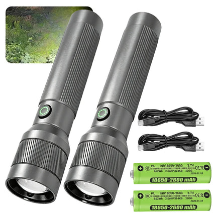 1200LM EDC Handheld Flashlight,USB-C Rechargeable Tactical Zoomable Torch,1000m Long Range,4 Modes for Outdoor Camping Emergency