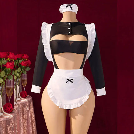 Night Call Cosplay Lingerie Sexy Party Dress Headband Bodysuit Apron Set Luxury Girl Uniform Hot Maid Costume Underwear For Sex