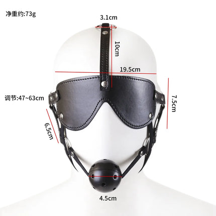 SM Leather Padded Hood Blindfold Head Harness Mask Mouth Gag Balls BDSM Bondage Sex Toys For Couples 18 Adult Erotic Accessories