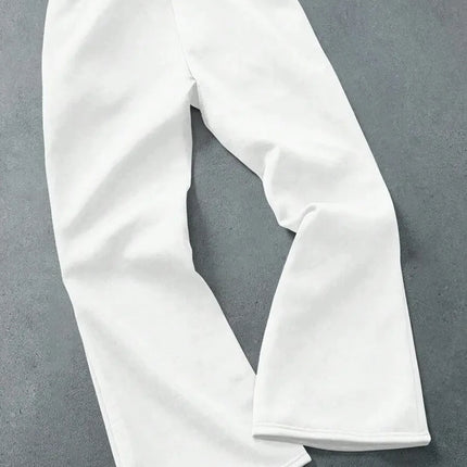 Men's American-Style High-Street Print Black Slightly Flared Sweatpants: Loose-Fitting, Drapey, Wide-Leg Casual Athletic Pants
