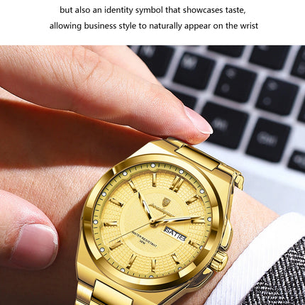 POEDAGAR Luxury Business Men's Watches Stainless Steel Waterproof Luminous Men's Watch Date Week Quartz Original Men's Wristwatches