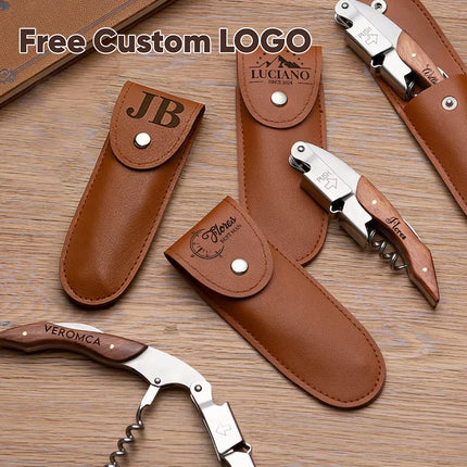 Free Personalised Corkscrew Engraved Wine Opener With Holster Wood Handle Bottle Opener Fathers Day Birthday Gifts Man Present