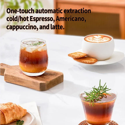 Multifunctional fancy coffee machine,Automatic milk frothing and cleaning functions,Cold/Hot Extraction ,Intelligent color scree