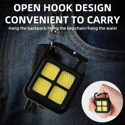 COB Flashlight LED Mini Protable Keychain Lamp High Bright Multifunctional Camping Lamp Outdoor Camping Torch Fishing Work Light