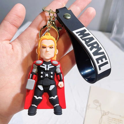 The Avengers Keychain Disney Anime Cute Iron Man Hulk Captain America Silicone Figure Keyring Schoolbag Pendent Toy Kid's Gifts