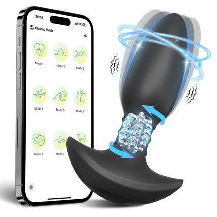 APP Control Rotation Butt Plug Anal Vibrator for Men Women 360° Wiggle Prostate Massager Anal Plug for Gay Sex Toy for Men