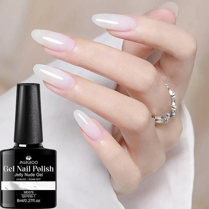 8ml Sheer Milky White Nail Gel Polish, Jelly Translucent Nail Lacquer for French Manicure Tips, Natural Looking, UV LED Cure
