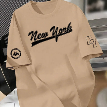 New men's summer design letter print soft and breathable round neck T-shirt summer outdoor street quick drying top