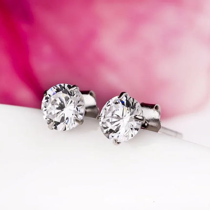 Crystal Zircon Real 925 Sterling Silver Earrings Channel  Cubic Zirconia Silver Stud Earrings for Women Sterling Silver Jewelry