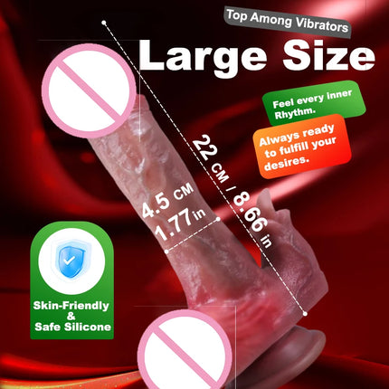 Sex Toy Thrusting Dildo Vibrator - 8.6 Inch Realistic Huge Thick Big Dildo with 3 Thrusting & 9 Vibrating Modes, Silicone Suction Cup Heated Rabbit Dildos for Clit G Spot Stimulation, Tongue Vibator