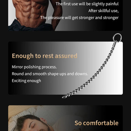 Stainless Steel Urethral Sound Dilators Penis Plug Insert Stimulation Catheter Beads Male Masturbator Horse Eye Sticks BDSM
