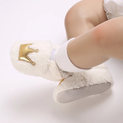 Fashionable Lamb Down Newborn Baby Girl Knitted Baby Soft Sole Shoes Toddler Shoes Warm and Non Slip First Walker