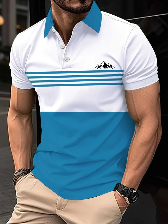 The new men's short-sleeved POLO shirt for summer 2025 is casual fashionable and soft with 3D striped pattern printing