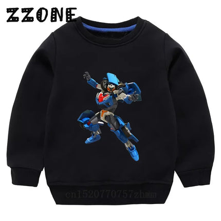 Kids Sweatshirts Tobot Evolution Transformer Robot Car Print Funny Children Hoodies Casual Baby Pullover Tops Girls Boys Clothes