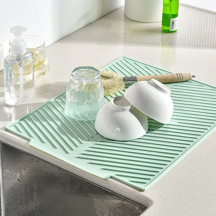 1Pc Silicone Dish Drying Pad Non-Slip Dish Drying Mats Pots Dish Drain Mat Tableware Folding Dish Pad Kitchen Utensils