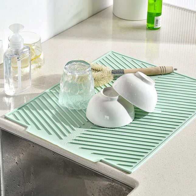 1Pc Silicone Dish Drying Pad Non-Slip Dish Drying Mats Pots Dish Drain Mat Tableware Folding Dish Pad Kitchen Utensils
