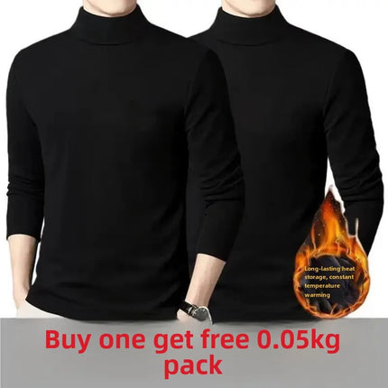 Thickened Inner Fleece-Lined Men's Polo/Turtle Neck Warm Long Sleeve Base Layer Top Autumn Winter Fashion Outwear T-Shirts