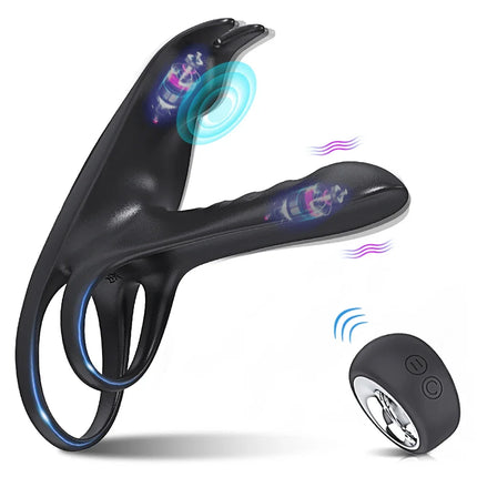 Vibrating Cock Ring 360° Swing Delay Ejaculation Penis Ring Powerful Vibrator Men Male Sex Toys for Couples Clitoral Stimulator