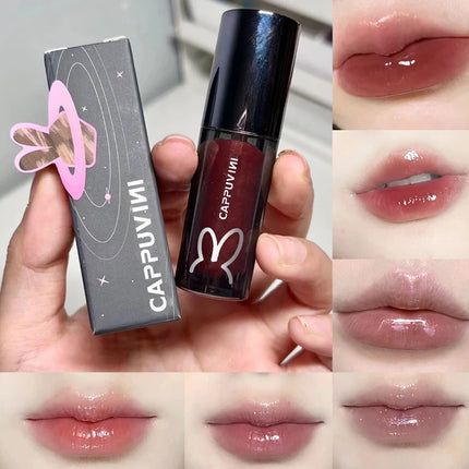 Cappuvini Water Glazed Mirror Lip Gloss Makeup Long Lasting Color Liquid Lipstick Crystal Jelly Moisturizing Lip Glaze Cosmetics