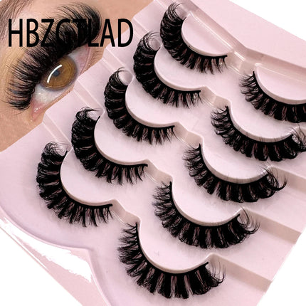HBZGTLAD 3D natural cat eye fluffy soft cross 5 pairs of comic eyelashes Wispy natural eyelash extension eyelashes