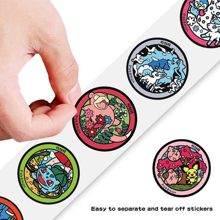 500pcs/Roll Anime Pokemon Pikachu Stickers Roll Decals DIY Laptop Phone Case Water Bottle Stationery Decoration Sticker Label
