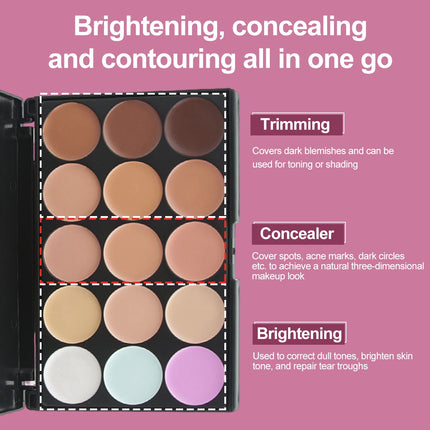 Multifunction Concealer Palette Cream Texture Covers Acne Marks Dark Circles 15 Colors Face Makeup Waterproof Make up Cosmetics