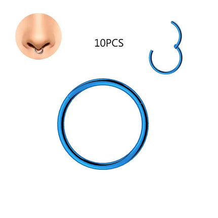 1/10pcs Wholesale Nose Ring Piercing G23  Titanium Clicker Ear Cartilage Earring Helix Septum Rings Body Jewelry Earrings Women