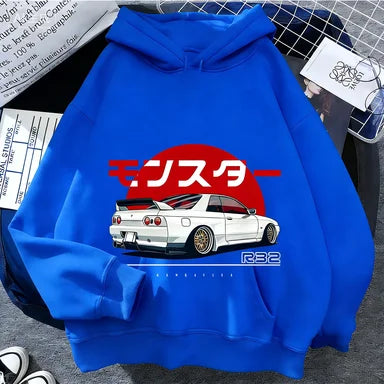 2025 Jdm Style Printed Hoodie Unisex Men Women Casual Fashion Hooded Pullover Sweatshirts Long Sleeves Y2k Streetwear Clothing