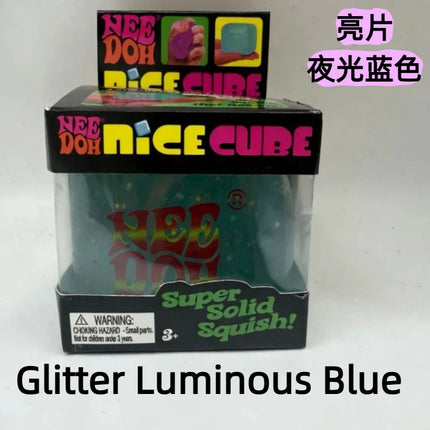 New Schylling Needoh Nice Cube Squishy Stress Toy Glow In The Dark Slow Rebound Sensory Glitter Pressure Relief For Adults gifts